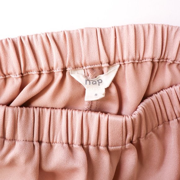 Nap Loungewear Wide Leg Slit Pants Satin Dusty Misty Rose Pink Cropped Small - Picture 7 of 9